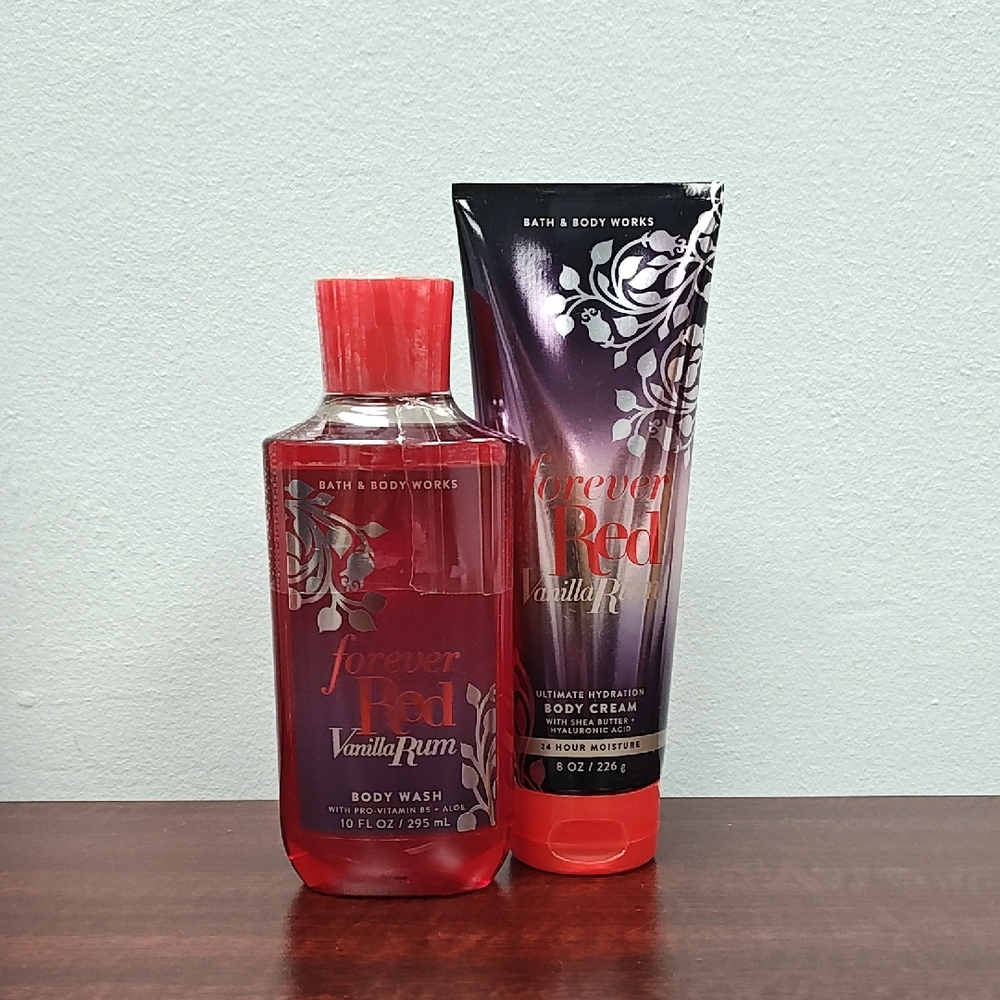 Bath & Body Works FOREVER RED VANILLA RUM Body Wash & Body Cream Set